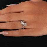 Pink Cushion & Trillion Cut Lab Grown Diamond Bypass Toi et Moi Engagement Ring