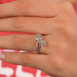 Pink Cushion & Trillion Cut Lab Grown Diamond Bypass Toi et Moi Engagement Ring