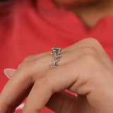 Green Round Cut Lab Grown Diamond Vintage Leaf Engagement Ring