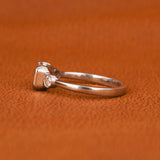 East West Emerald Cut Lab Grown Diamond Three Stone Engagement Ring