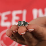 Green Radiant & Heart Cut Lab Grown Diamond Bezel Two Stone Engagement Ring