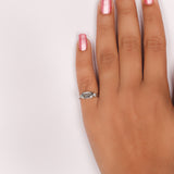 East West Emerald Cut Lab Grown Diamond Three Stone Engagement Ring