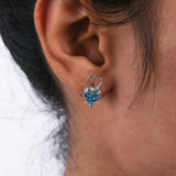 Blue Heart Shape Lab Grown Diamond Stud Earrings