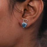 Blue Heart Shape Lab Grown Diamond Stud Earrings