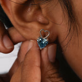 Blue Heart Shape Lab Grown Diamond Stud Earrings