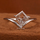 Kite Cut Lab Grown Diamond V Shape Solitaire Engagement Ring