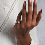 Pink Asscher & Emerald Cut Lab Grown Diamond Two Stone Engagement Ring