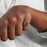 Pink Asscher & Emerald Cut Lab Grown Diamond Two Stone Engagement Ring