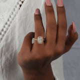 Radiant Cut Lab Grown Diamond Halo & Pave Engagement Ring