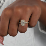 Radiant Cut Lab Grown Diamond Halo & Pave Engagement Ring