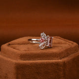 Pink Emerald Cut Lab Grown Diamond Cluster Engagement Ring
