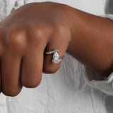 Pear Cut Lab Grown Diamond Double Bypass Engagement Ring