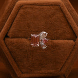 Pink Emerald Cut Lab Grown Diamond Cluster Engagement Ring
