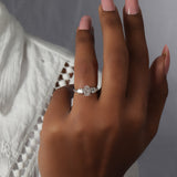 Pink Oval Cut Lab Grown Diamond Three Stone Engagement Ring