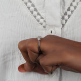 Pink Oval Cut Lab Grown Diamond Three Stone Engagement Ring