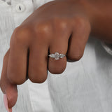 Pink Oval Cut Lab Grown Diamond Three Stone Engagement Ring