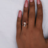 Pink Pear & Round Cut Lab Grown Diamond Two Stone Engagement Ring