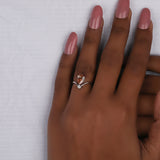 Pink Pear & Round Cut Lab Grown Diamond Two Stone Engagement Ring