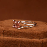 East West Pink Emerald Cut Lab Grown Diamond Split Shank Solitaire Engagement Ring