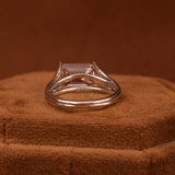 East West Pink Emerald Cut Lab Grown Diamond Split Shank Solitaire Engagement Ring