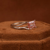 East West Pink Emerald Cut Lab Grown Diamond Split Shank Solitaire Engagement Ring