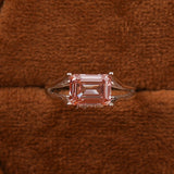 East West Pink Emerald Cut Lab Grown Diamond Split Shank Solitaire Engagement Ring