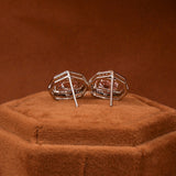 Pink Radiant Cut Lab Grown Diamond Dainty Halo Stud Earrings