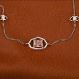 Pink Radiant Cut Lab Grown Diamond Dainty Halo Bracelet