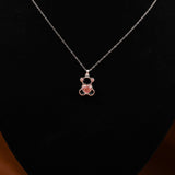 Pink Heart Shape Lab Grown Diamond Teddy Bear Style Pendant Necklace