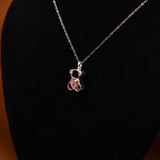 Pink Heart Shape Lab Grown Diamond Teddy Bear Style Pendant Necklace