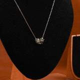 Green Pear Cut Lab Grown Diamond Toi et Moi Pendant Necklace