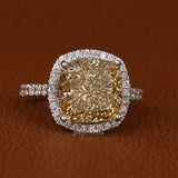 Yellow Cushion Cut Lab Grown Diamond Halo & Pave Engagement Ring