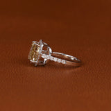 Yellow Cushion Cut Lab Grown Diamond Halo & Pave Engagement Ring