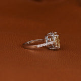 Yellow Cushion Cut Lab Grown Diamond Halo & Pave Engagement Ring