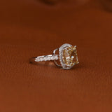 Yellow Cushion Cut Lab Grown Diamond Halo & Pave Engagement Ring