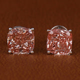 Pink Cushion Cut Lab Grown Diamond Solitaire Stud Earrings