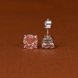 Pink Cushion Cut Lab Grown Diamond Solitaire Stud Earrings