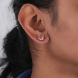 Pink Cushion Cut Lab Grown Diamond Solitaire Stud Earrings