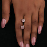 Pink Cushion Cut Lab Grown Diamond Solitaire Stud Earrings