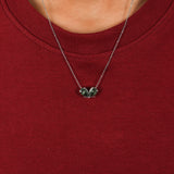 Green Pear Cut Lab Grown Diamond Toi et Moi Pendant Necklace