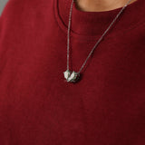 Green Pear Cut Lab Grown Diamond Toi et Moi Pendant Necklace