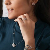 Pink Radiant Cut Lab Grown Diamond Dainty Halo Bracelet