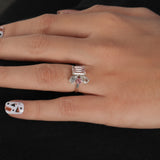 Pink Emerald Cut Lab Grown Diamond Cluster Engagement Ring