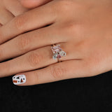 Pink Emerald Cut Lab Grown Diamond Cluster Engagement Ring