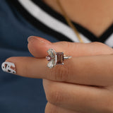 Pink Emerald Cut Lab Grown Diamond Cluster Engagement Ring