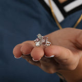 Pink Emerald Cut Lab Grown Diamond Cluster Engagement Ring