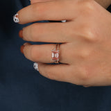 East West Pink Emerald Cut Lab Grown Diamond Split Shank Solitaire Engagement Ring