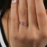 East West Pink Emerald Cut Lab Grown Diamond Split Shank Solitaire Engagement Ring