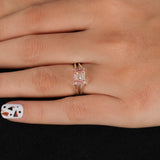 East West Pink Emerald Cut Lab Grown Diamond Split Shank Solitaire Engagement Ring