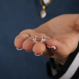 East West Pink Emerald Cut Lab Grown Diamond Split Shank Solitaire Engagement Ring